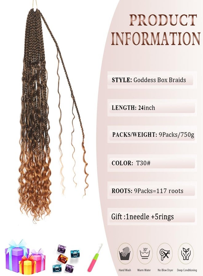 Flagship Goddess Box Braids Crochet Hair 24 Inch 9 Packs Boho Crochet Braids for Black Women,Bohomian Pre looped Crochet Hair for Black Women-T30 - Image 2